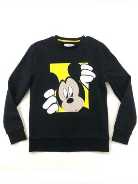 Disney x Peacebird Mickey Mouse peeking jet black graphic sweatshirt Small